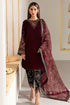 KP901-Winter Velvet Unstitched 3PCs Embroidered Dress With Organza Dupatta