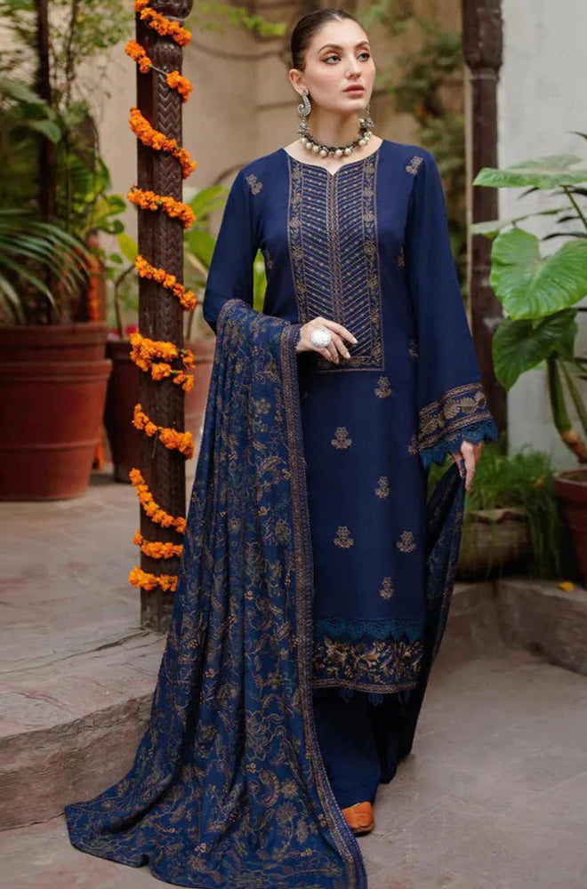KP509-WINTER 3PC Embroidered Shirt With Heavy Embroidered Dhanak Shawl