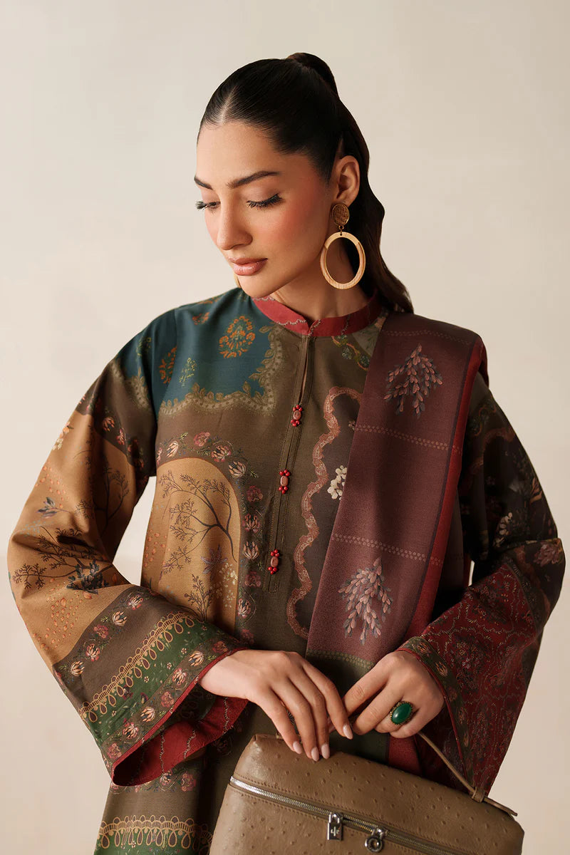 Baroque - Winter 3PC Karandi Digital Print Dress - KP3397