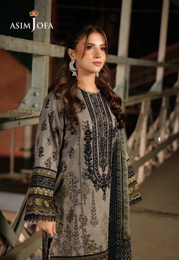 Asim Jofa - Winter 3PC Karandi Digital Print Dress - KP33410
