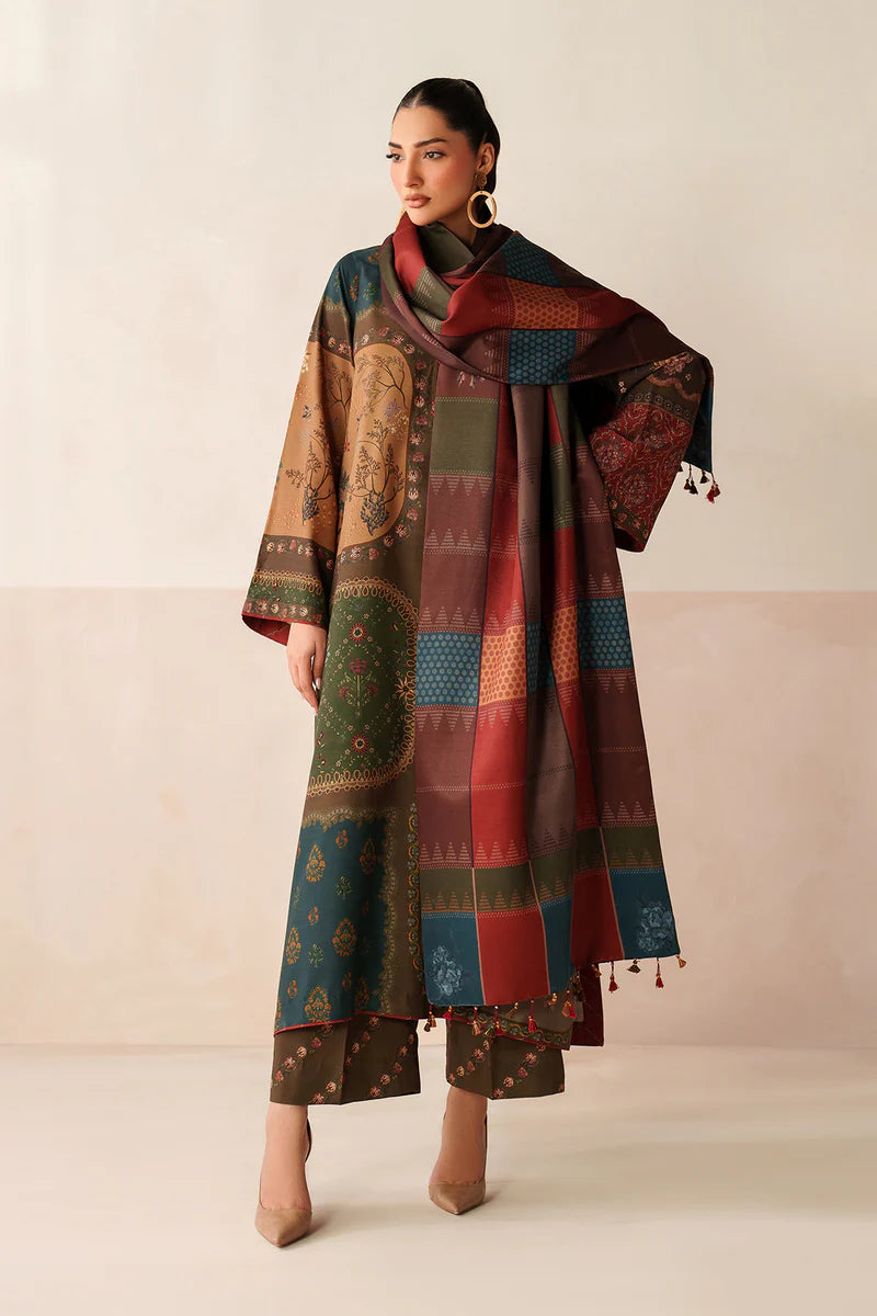 Baroque - Winter 3PC Karandi Digital Print Dress - KP3397
