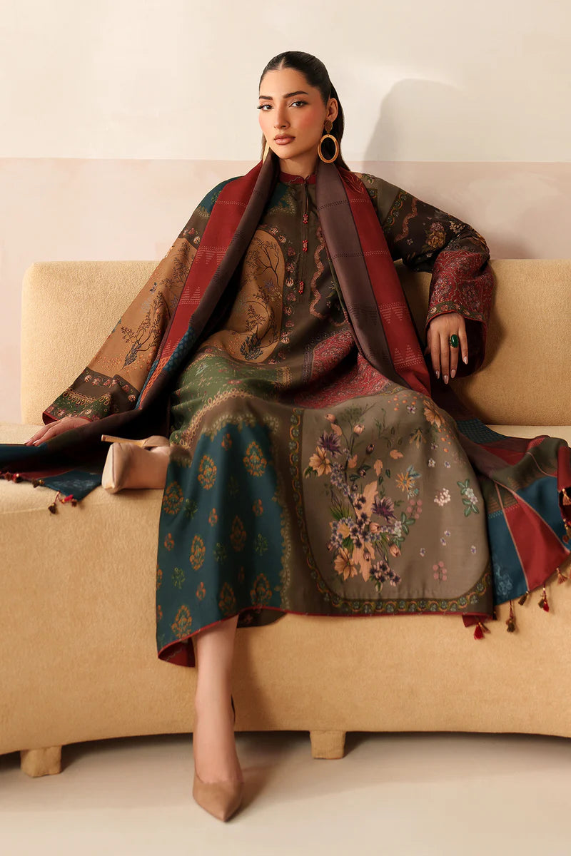 Baroque - Winter 3PC Karandi Digital Print Dress - KP3397