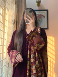 Kashaf - Velvet Dress with Printed Dhanak Shawl kp33119