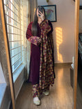 Kashaf - Velvet Dress with Printed Dhanak Shawl kp33119