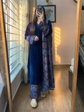 Kashaf - Velvet Dress with Printed Dhanak Shawl kp33120