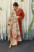 KP914-WINTER 3PC Dhannak Embroidered suit with Printed Shawll