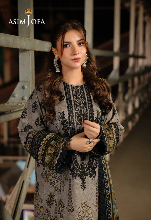 Asim Jofa - Winter 3PC Karandi Digital Print Dress - KP33410