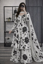Kashaf - 3 piece kataan silk frock style Printed suit -KP1220
