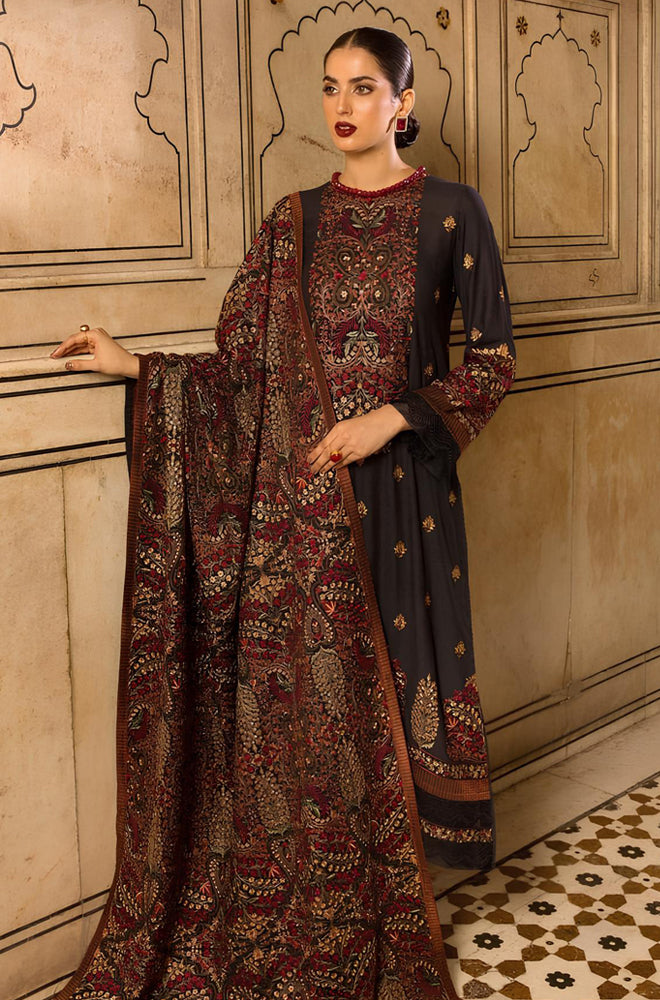 Kp546-WINTER 3-Pc Embroidered Dhanak Suit with Heavy Embroidered Dhanak Shawll