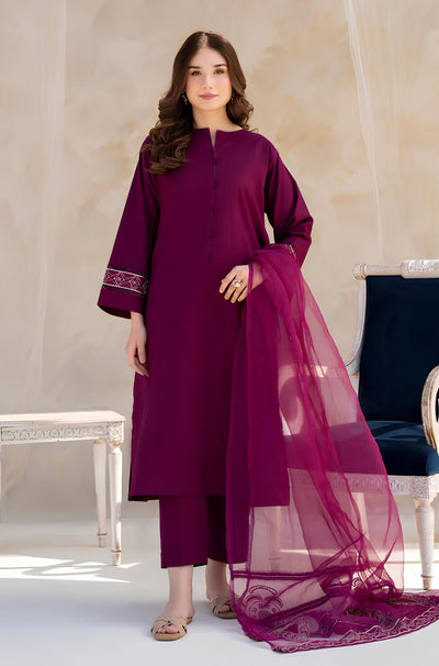 Dyot -SUMMER 3PC Lawn Embroidered Shirt With Organza Embroidered Dupatta - KP763