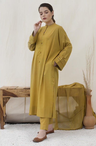Dyot -SUMMER 3PC Lawn Embroidered Shirt With Chiffon Embroidered Dupatta -KP777