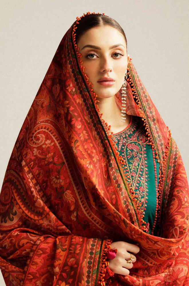 Hussain Rehan - Winter 3PC Dhanak Embroidered Suit - kp3311