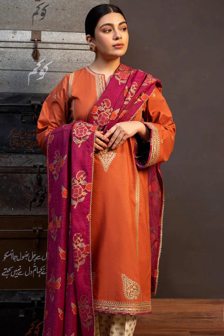 Urge  - Winter 3PC Dhanak Embroidered Suit - kp3301