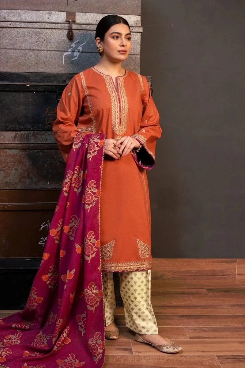 Urge  - Winter 3PC Dhanak Embroidered Suit - kp3301