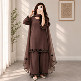 Bunaai - Winter-3PC Shamooz Silk Embroidered Suit - kp1312