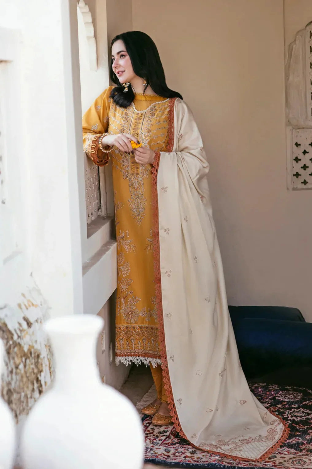 Florent - Winter 3PC Dhanak Embroidered Suit - kp3346