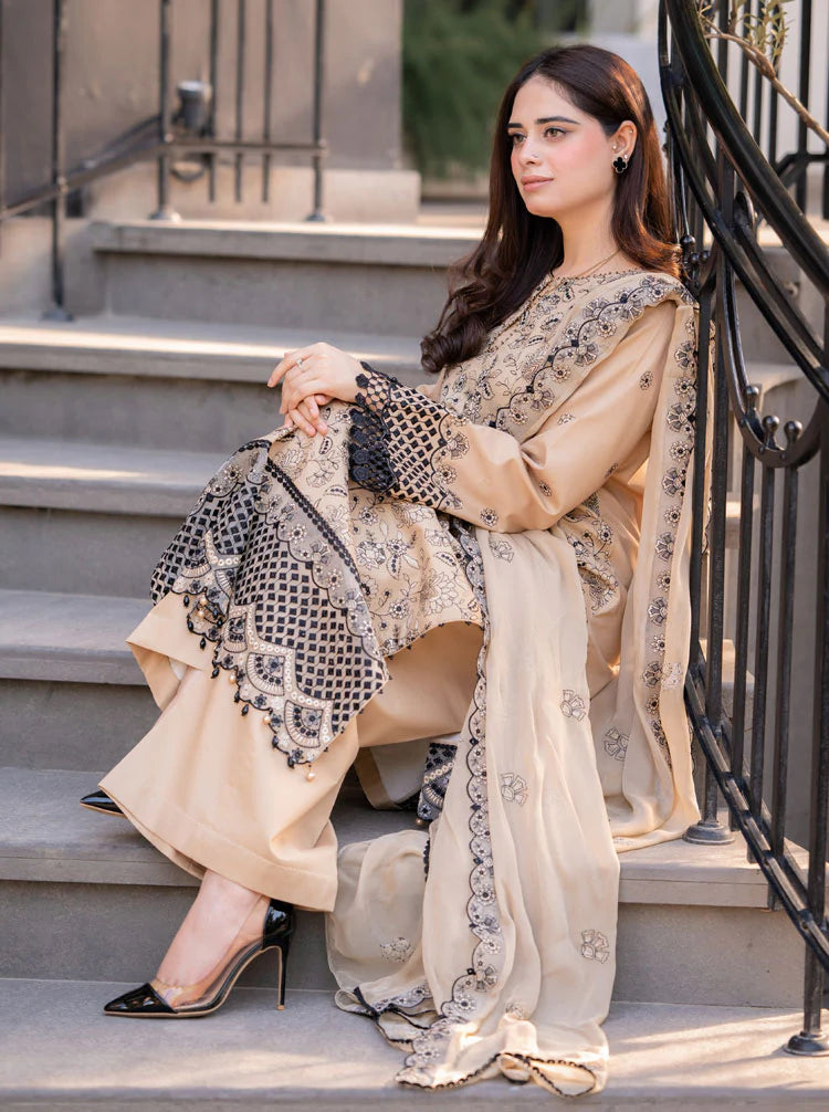 Breeze- 3PC Lawn Embroidered Suit - 1077