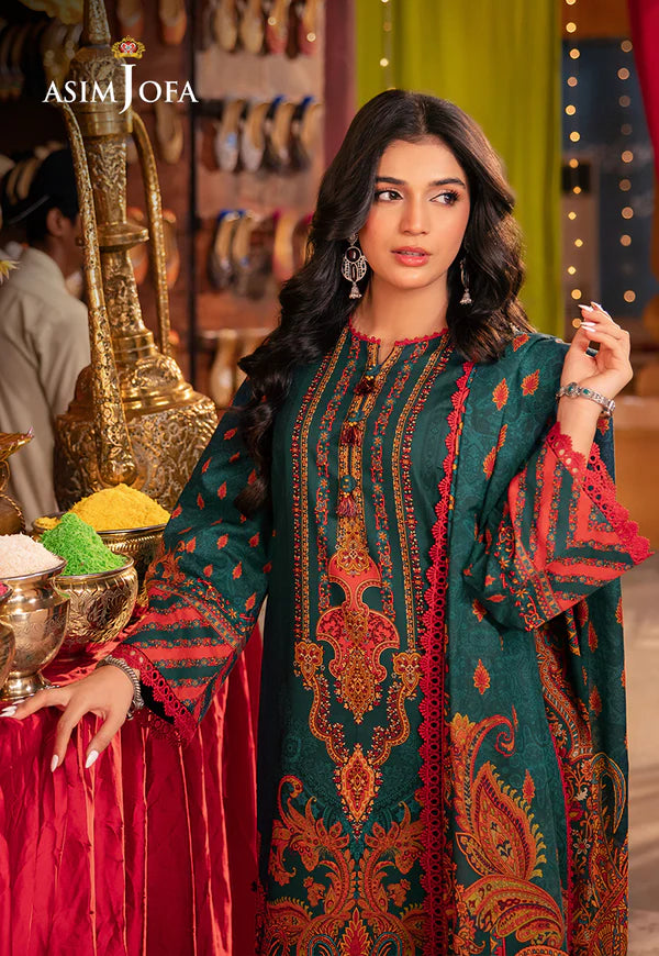 Asim Jofa - Winter 3PC Karandi Digital Print Dress - KP33402