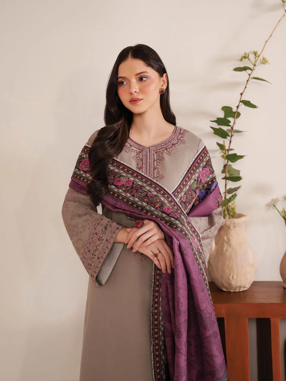 Jazmin - Winter 3PC Dhanak Embroidered Suit - kp3309