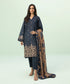 KP588-WINTER 3PC Dhannak Embroidered suit with Printed Shawll