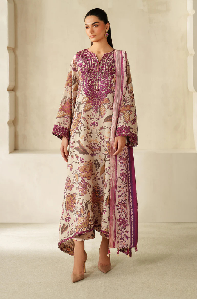 Baroque - Winter 3PC Karandi Digital Print Dress - KP33147