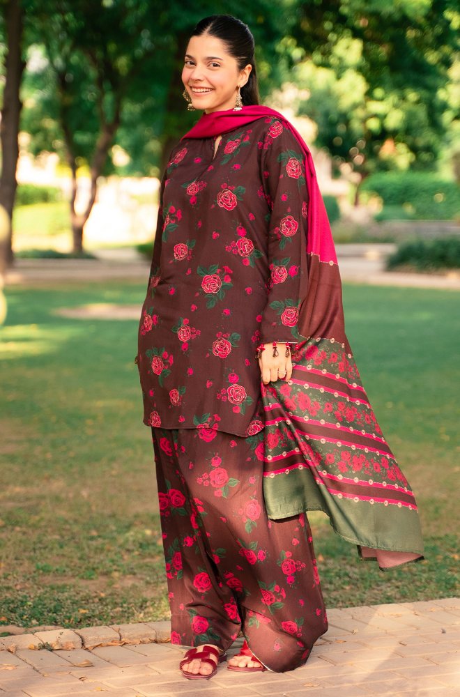 Jazmin - Winter  3PC Karandi Digital Print Dress - KP33148