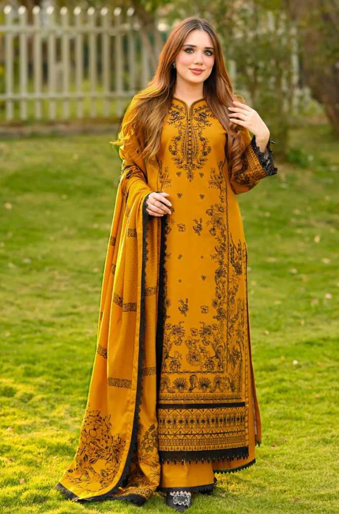 Libaas - Winter 3PC Dhanak Embroidered Suit - kp33154