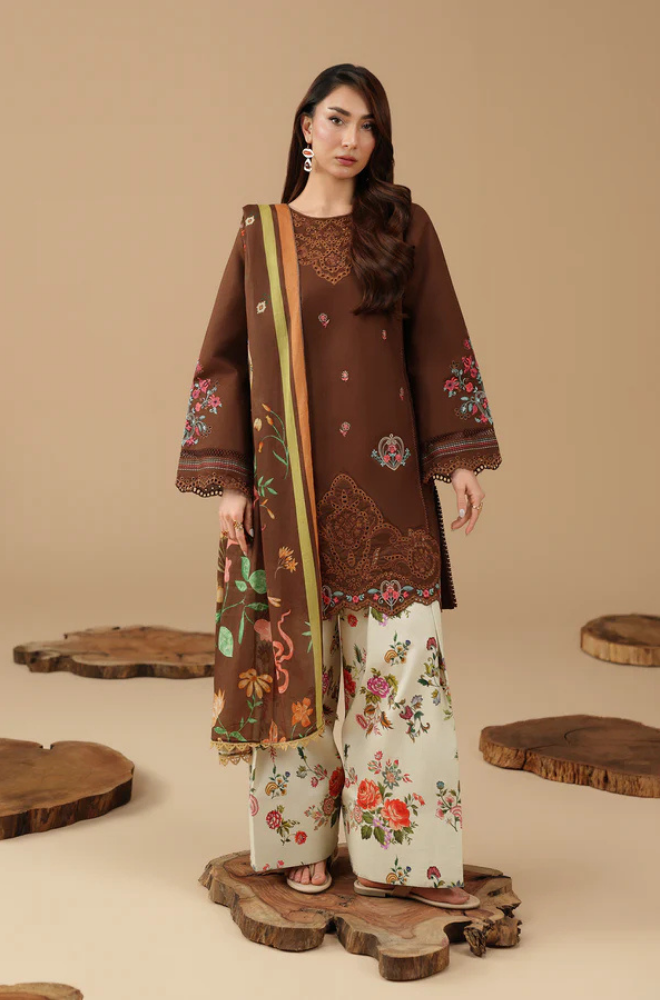 RajBari - Summer-3PC Lawn Embroidered Suit - kp1211