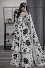 Kashaf - 3 piece kataan silk frock style Printed suit -KP1220
