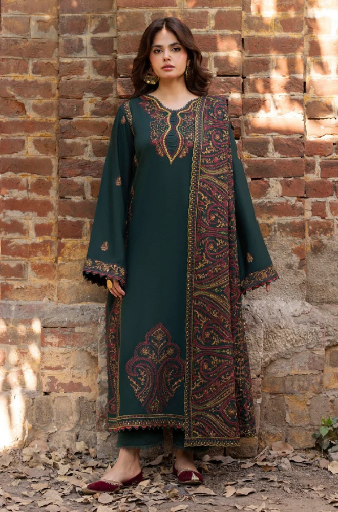 Izel - Winter 3PC Dhanak Embroidered Suit - kp1266