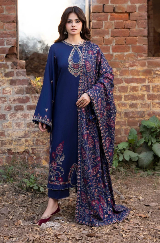 Izel - Winter 3PC Dhanak Embroidered Suit - kp1267