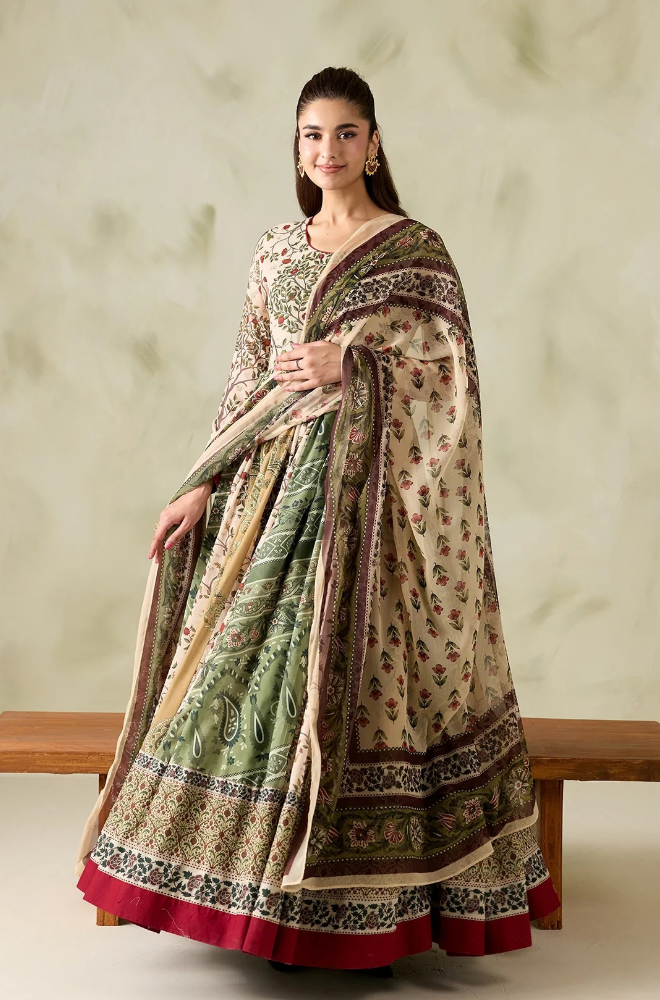 Baroque - Winter 3PC Karandi Digital Print Frock Dress - KP1289