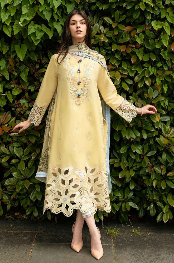 Summer 3PC Lawn Chikenkari Embroidered Shirt - KP1139