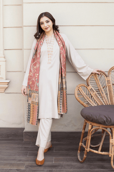 Aisling - Winter 3PC Dhanak Embroidered Suit - KP3355