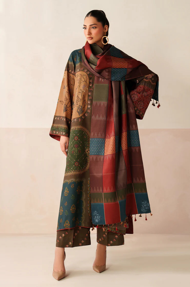 Baroque - Winter 3PC Karandi Digital Print Dress - KP3397