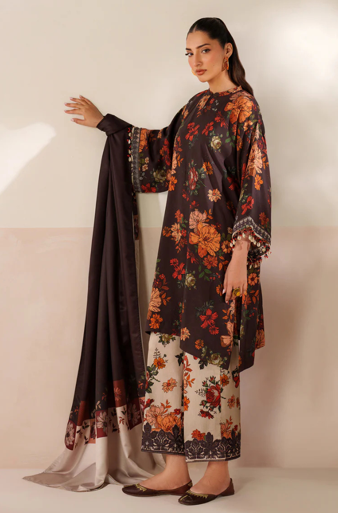 Baroque - Winter 3PC Karandi Digital Print Dress - KP33404