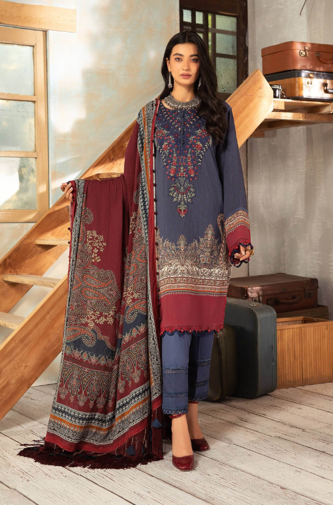 Maria B  - Winter 3PC Karandi Digital Print Dress - KP33409