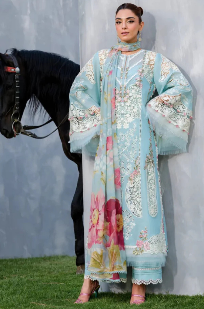 Elaf - Summer 3PC Lawn Chikenkari Embroidered Shirt - KP1199