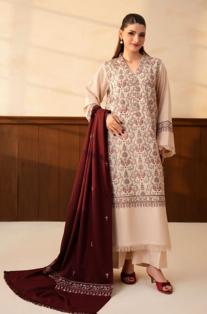 Lazuli - Winter 3PC Dhanak Embroidered Suit - KP1296