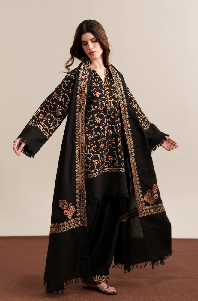 Ziva - Winter 3PC Dhanak Embroidered Suit - KP1305