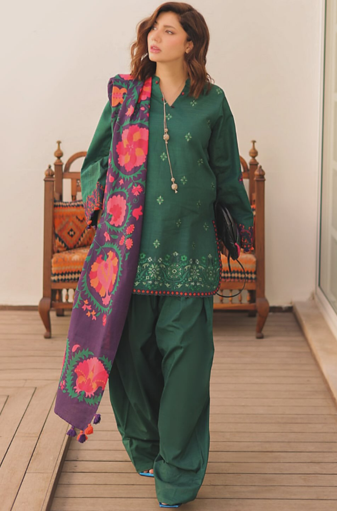 Sapphire - Winter 3PC Dhanak Embroidered Suit - kp1310