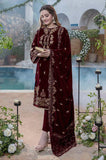 Azure Embroidered Velvet 3piece suit - KP2018