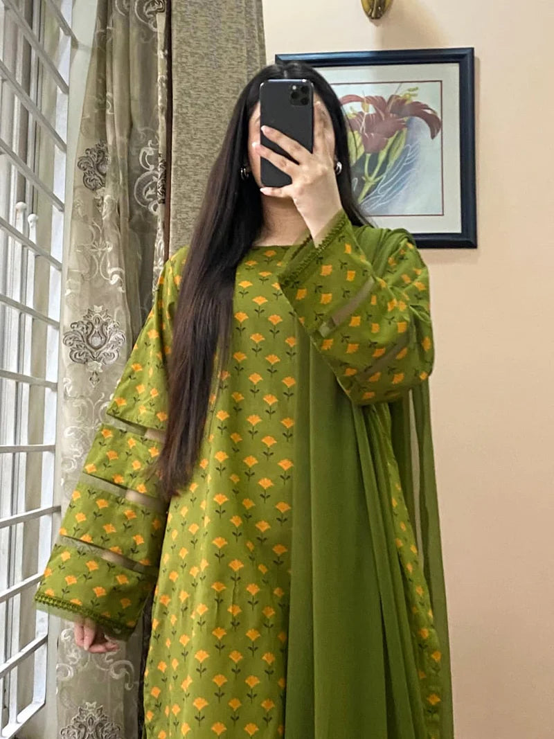 Khaadi - Summer 3PC Lawn Digital Print Dress - KP1153