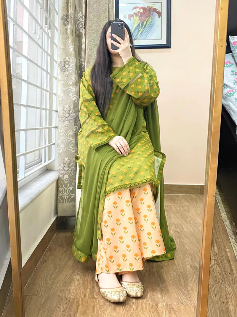 Khaadi - Summer 3PC Lawn Digital Print Dress - KP1153