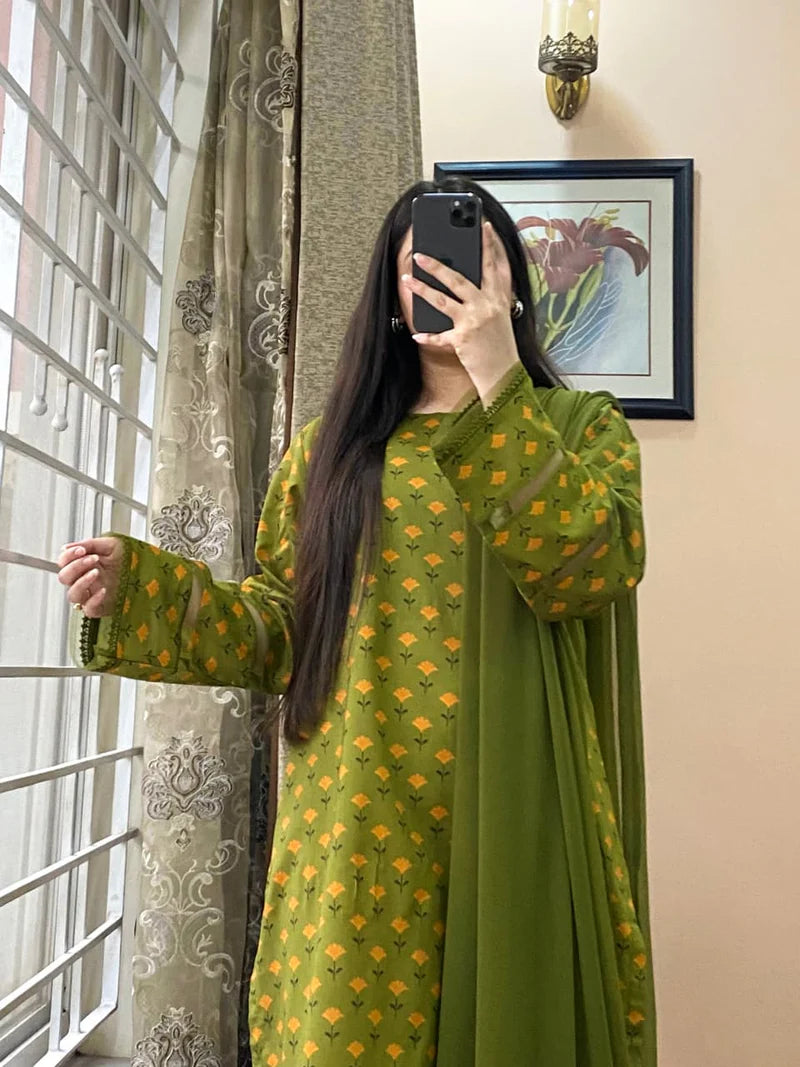 Khaadi - Summer 3PC Lawn Digital Print Dress - KP1153