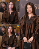 Dananeer - Winter-3PC Shamooz Silk Embroidered Suit - kp1327
