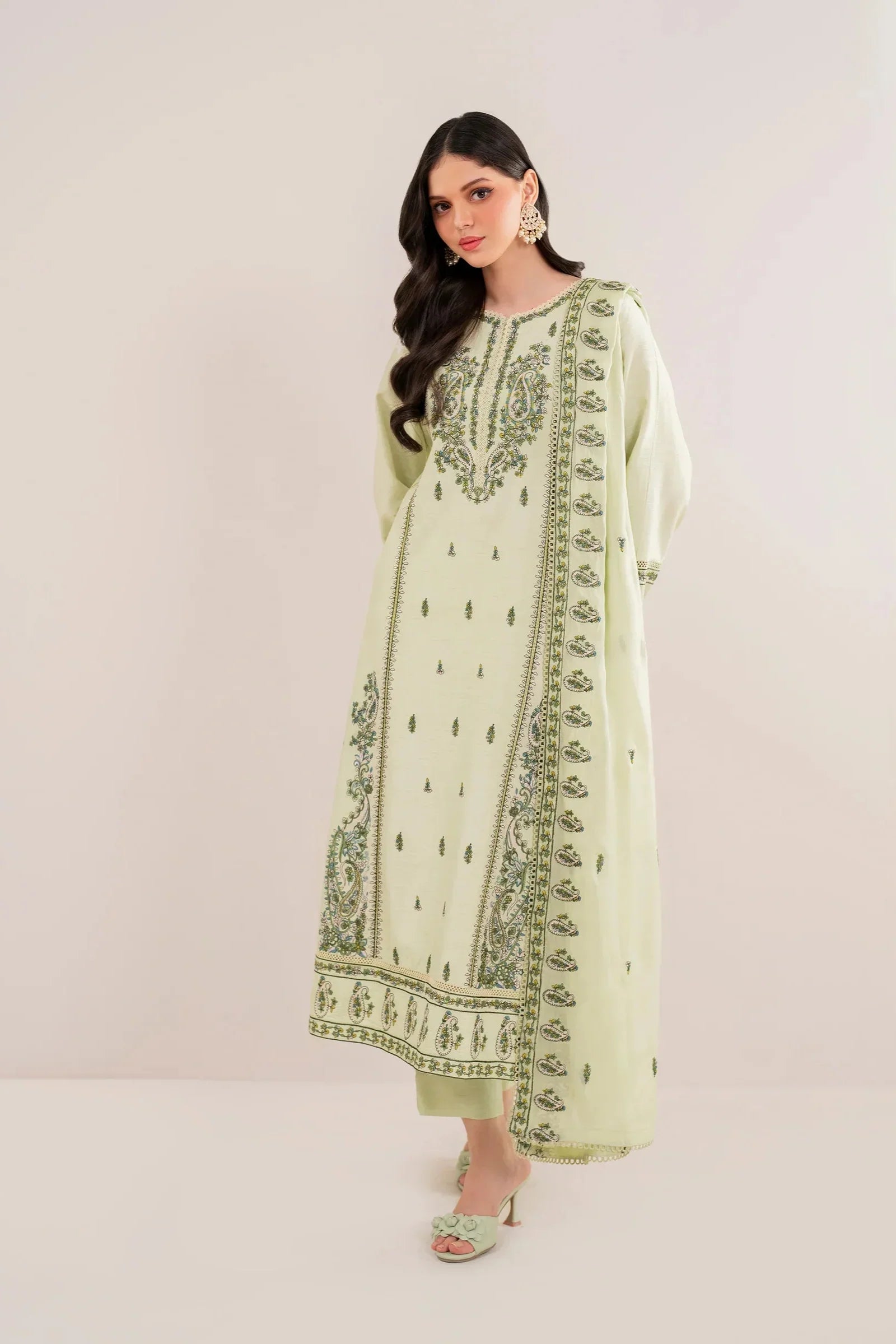 Florent - Winter 3PC Dhanak Embroidered Suit - kp3386