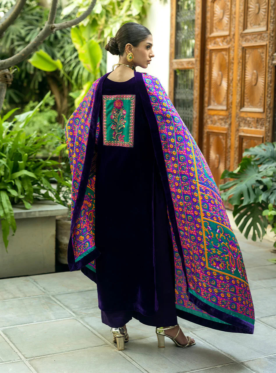 Charizma Embroidered Velvet 3piece suit - KP2016