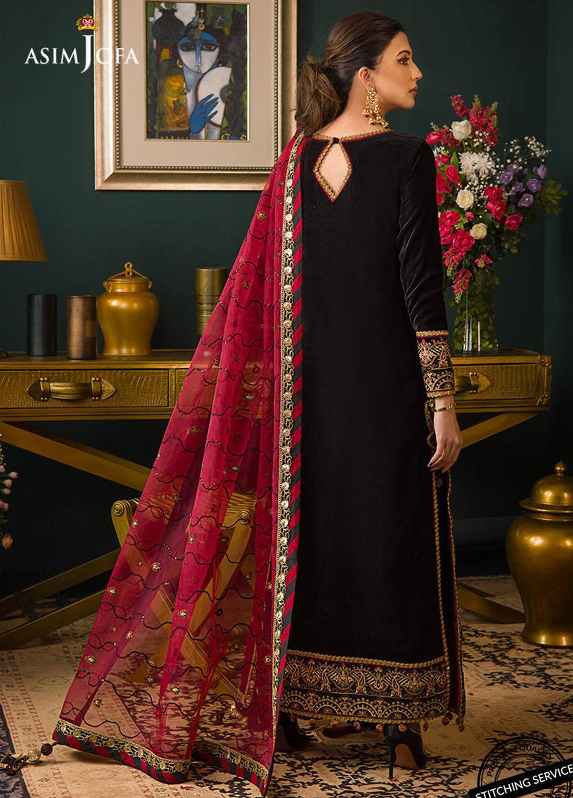 Asim jofa Embroidered Velvet 3piece suit - KP2013