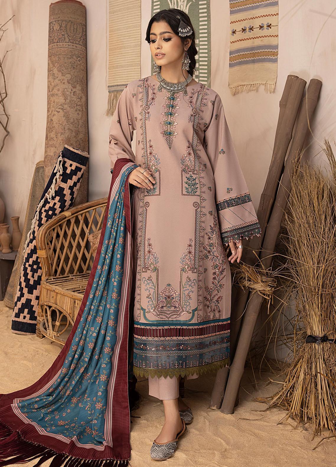 Bin ilyas - Winter 3PC Dhanak Embroidered Suit - kp3350